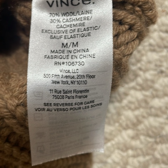Vince chunky knit turtleneck sweater, wool & cashmere, camel color sz medium - Picture 4 of 11